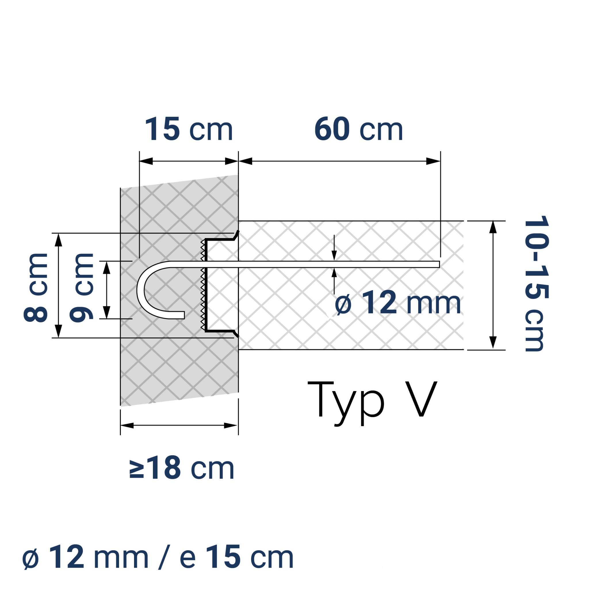 A432000050 7640324040639 BE-BOX® Bewehrungsbox Typ V12-15 h15 lü60 | Variante zu EBEA 5 | 125 cm | 6.00 kg/m